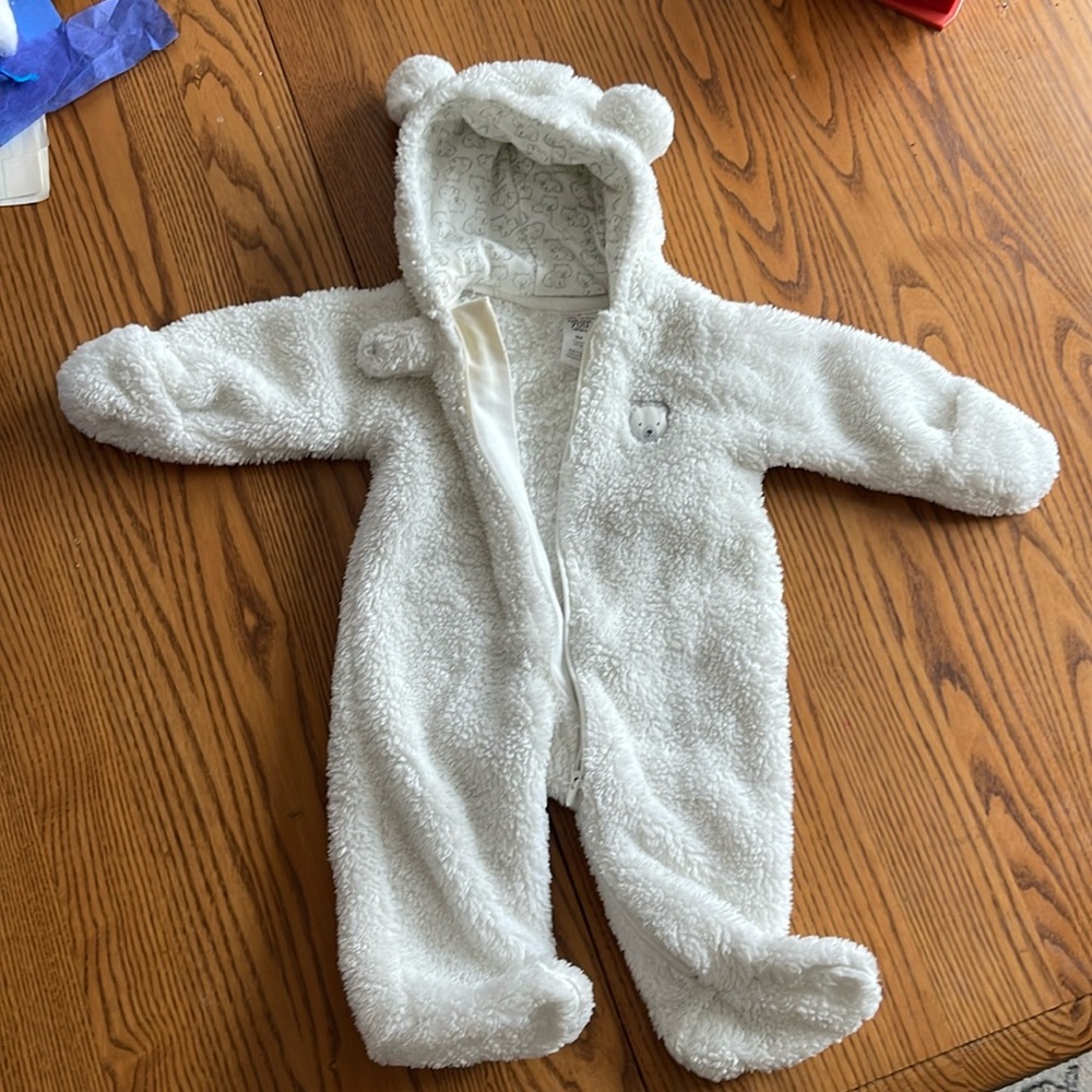 White baby bunting suit